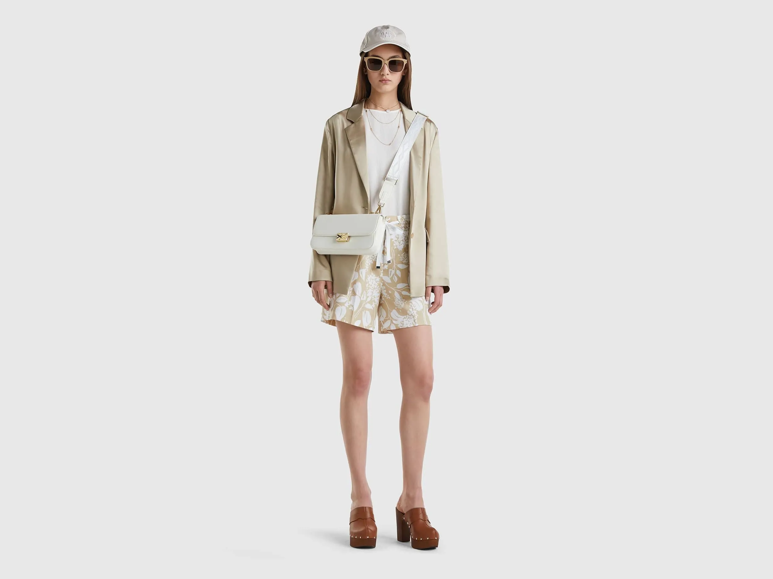 Printed bermudas with drawstring