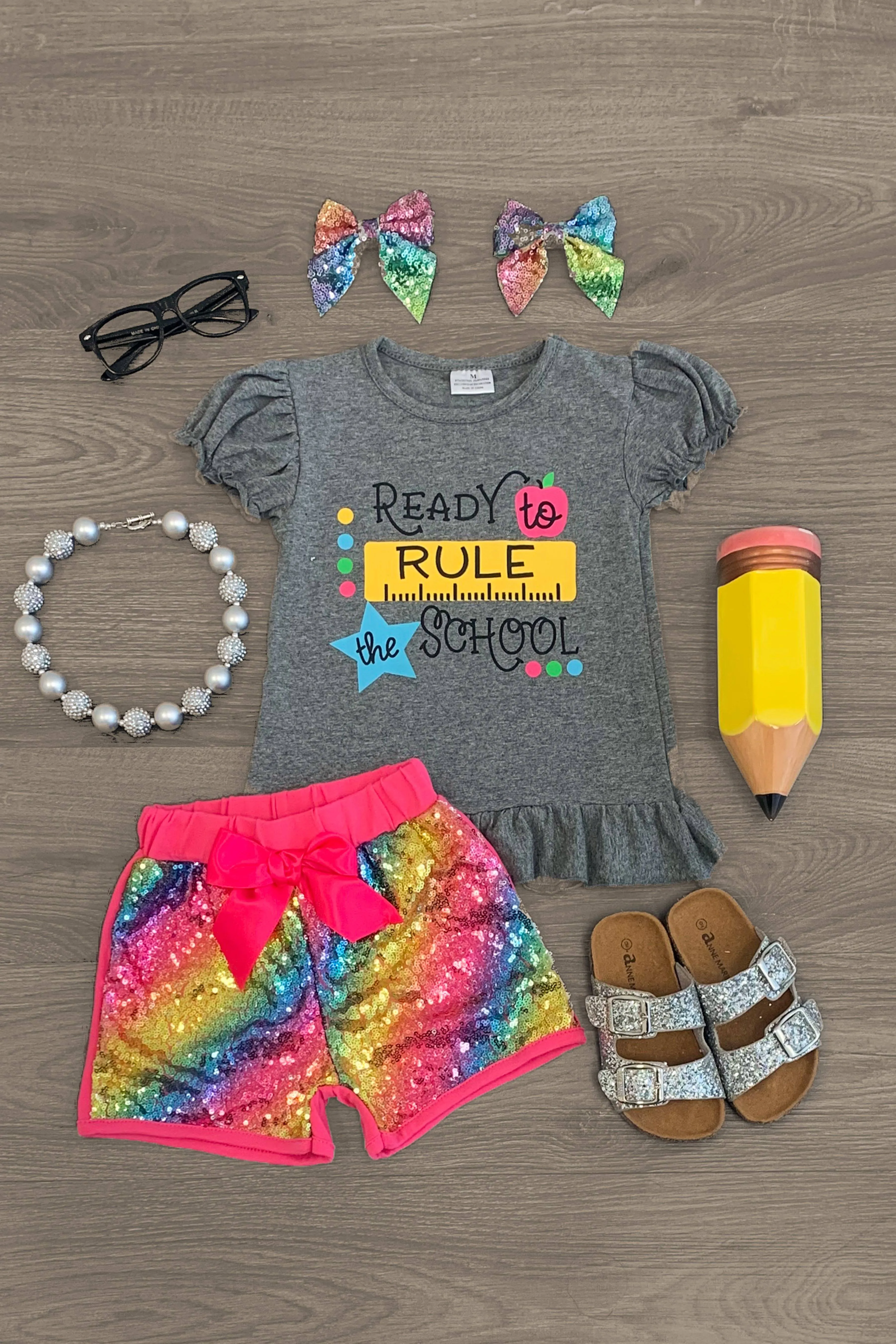"Ready to Rule the School" Sequin Short Set