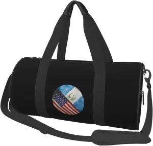 Retro America And Guatemalan Flag Convertible Garment Bag with Shoulder Strap, Carry on Garment Duffel Bag for Men Women - Rolling Foldable for Travel Luggage Bags (Black)