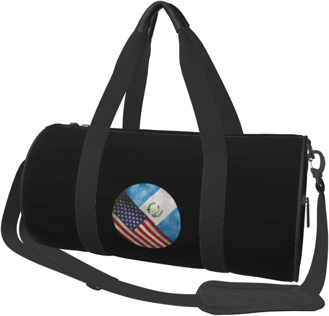 Retro America And Guatemalan Flag Convertible Garment Bag with Shoulder Strap, Carry on Garment Duffel Bag for Men Women - Rolling Foldable for Travel Luggage Bags (Black)