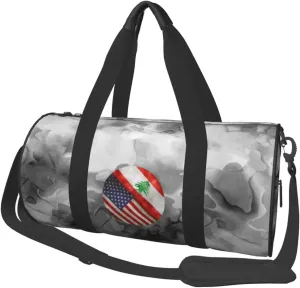 Retro America And Lebanon Flag Convertible Garment Bag with Shoulder Strap, Carry on Garment Duffel Bag for Men Women - Rolling Foldable for Travel Luggage Bags (Black)