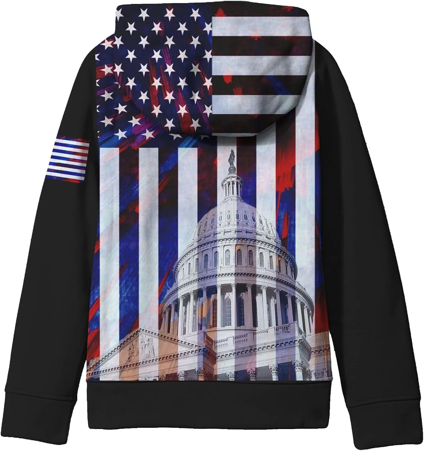 SAYM Boy's USA American Flag Patriotic Fleece lining Pullover Hoodies