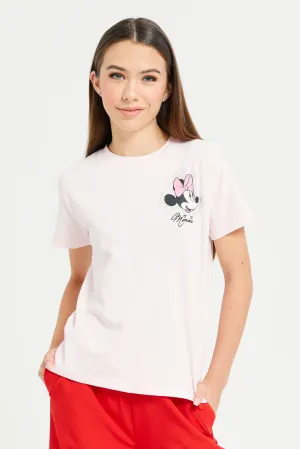Senior Girls Pink Minnie And Mickey Mouse T-Shirt