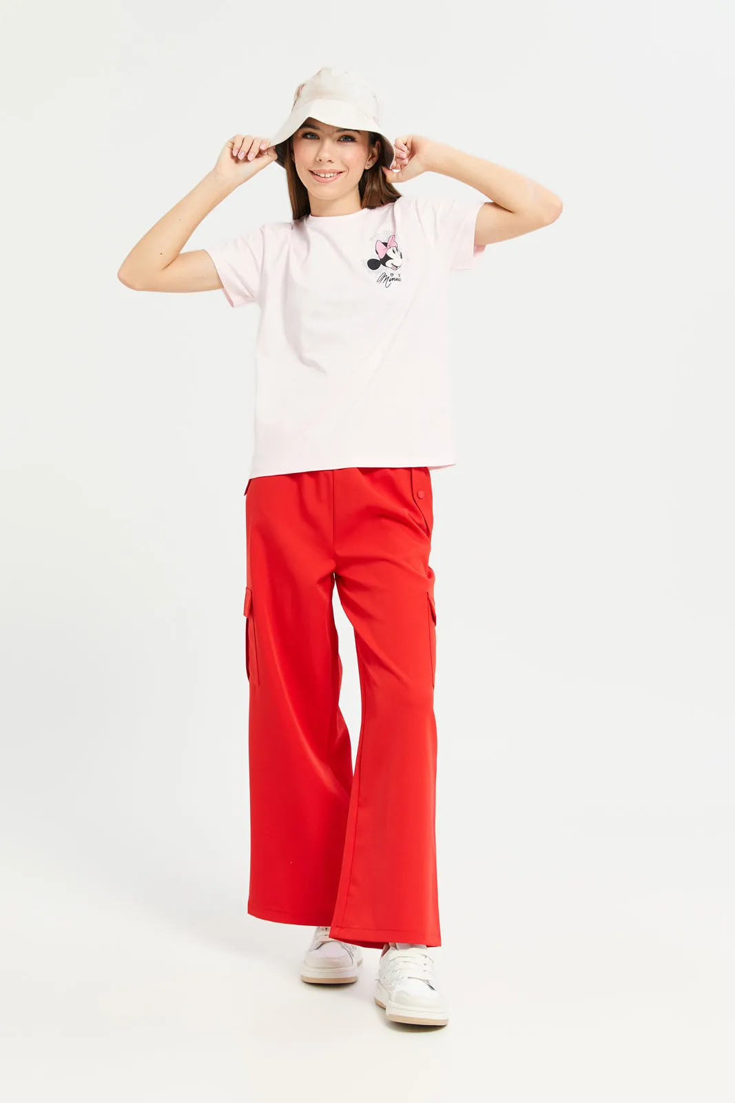 Senior Girls Pink Minnie And Mickey Mouse T-Shirt