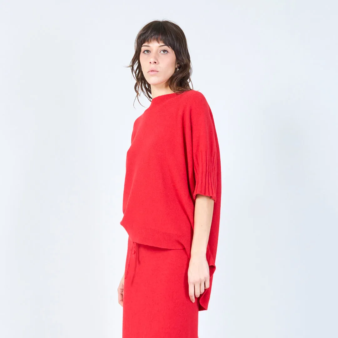 Short-sleeve relaxed knit top wholesale