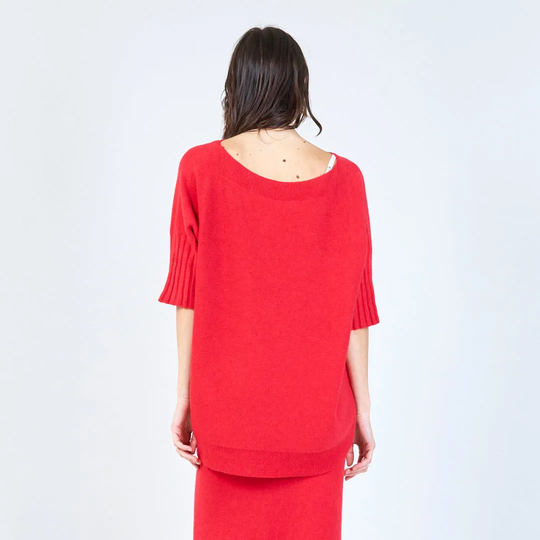 Short-sleeve relaxed knit top wholesale