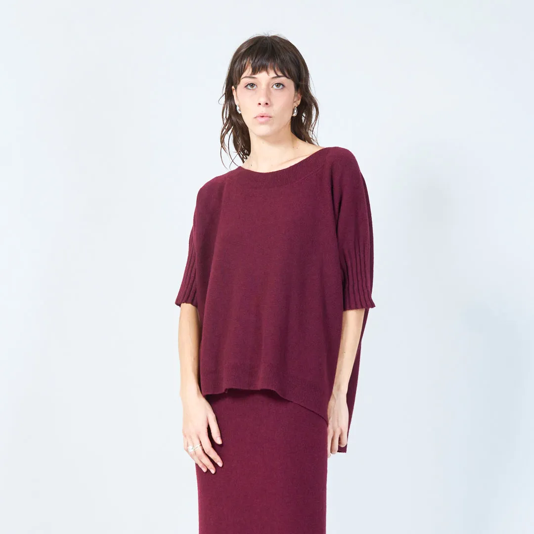 Short-sleeve relaxed knit top wholesale