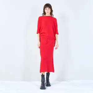 Short-sleeve relaxed knit top wholesale