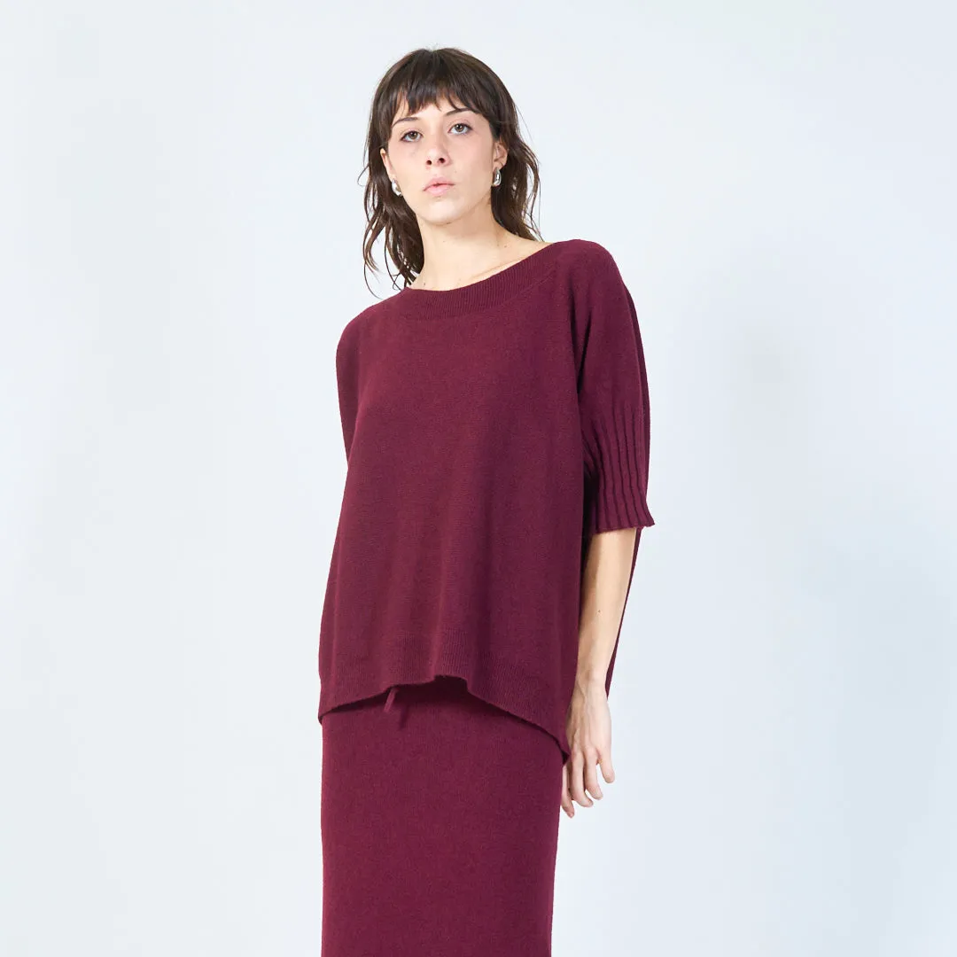 Short-sleeve relaxed knit top wholesale