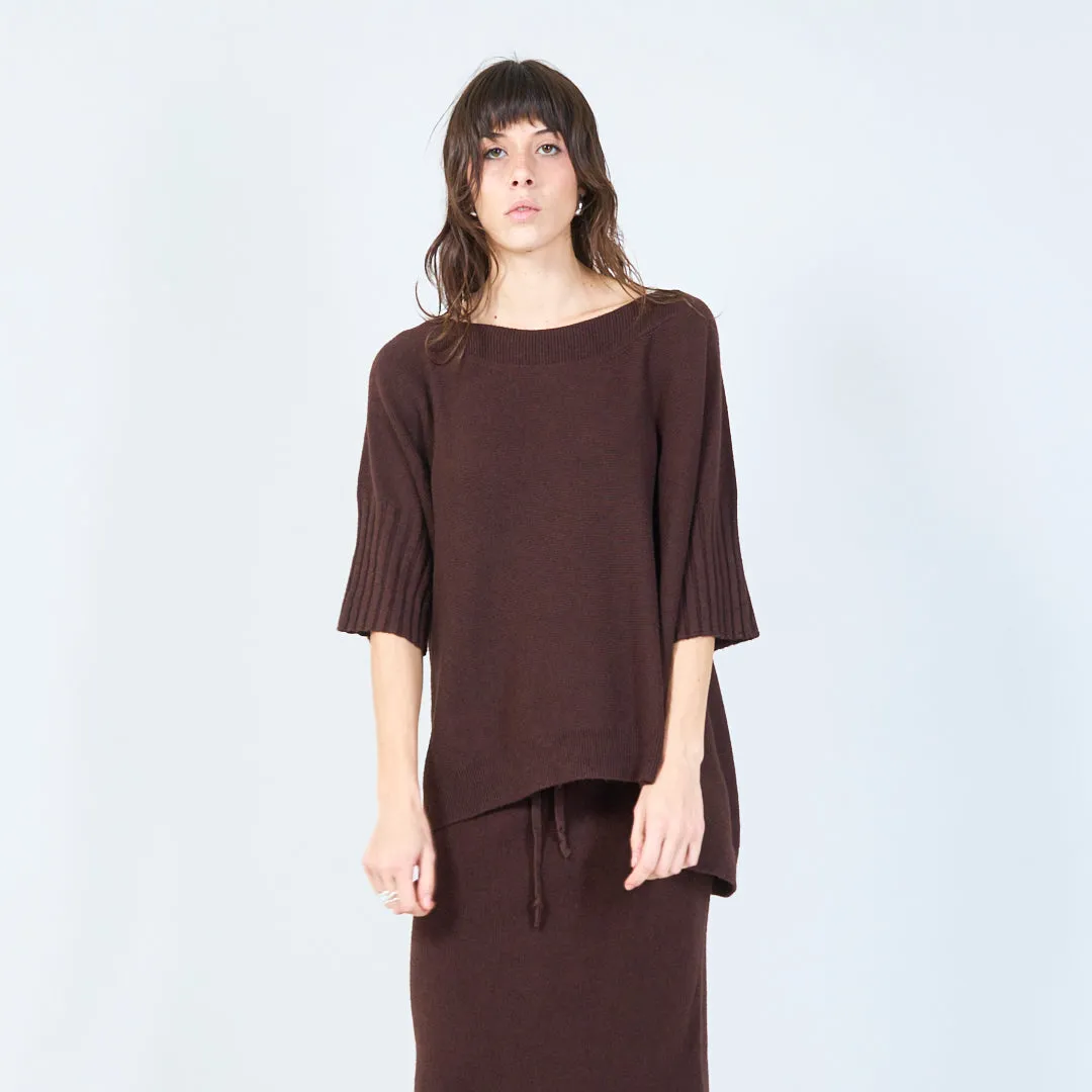 Short-sleeve relaxed knit top wholesale