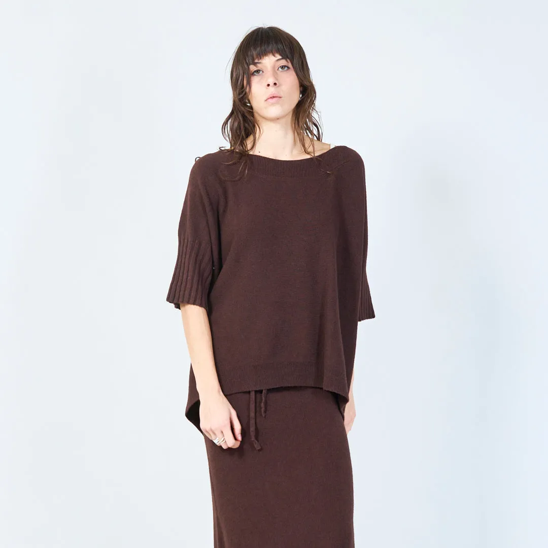 Short-sleeve relaxed knit top wholesale