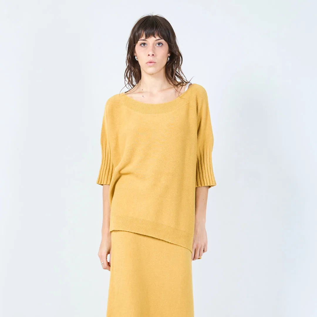 Short-sleeve relaxed knit top wholesale