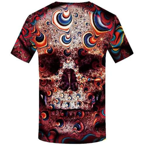 Skull T shirts Men Psychedelic T-shirts 3d Colorful Tshirts Novelty Fantasy Tshirts Casual Gothic Tshirt Printed Short Sleeve