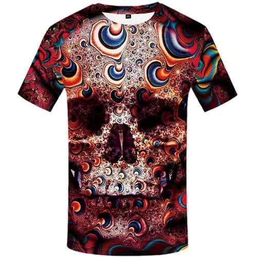 Skull T shirts Men Psychedelic T-shirts 3d Colorful Tshirts Novelty Fantasy Tshirts Casual Gothic Tshirt Printed Short Sleeve