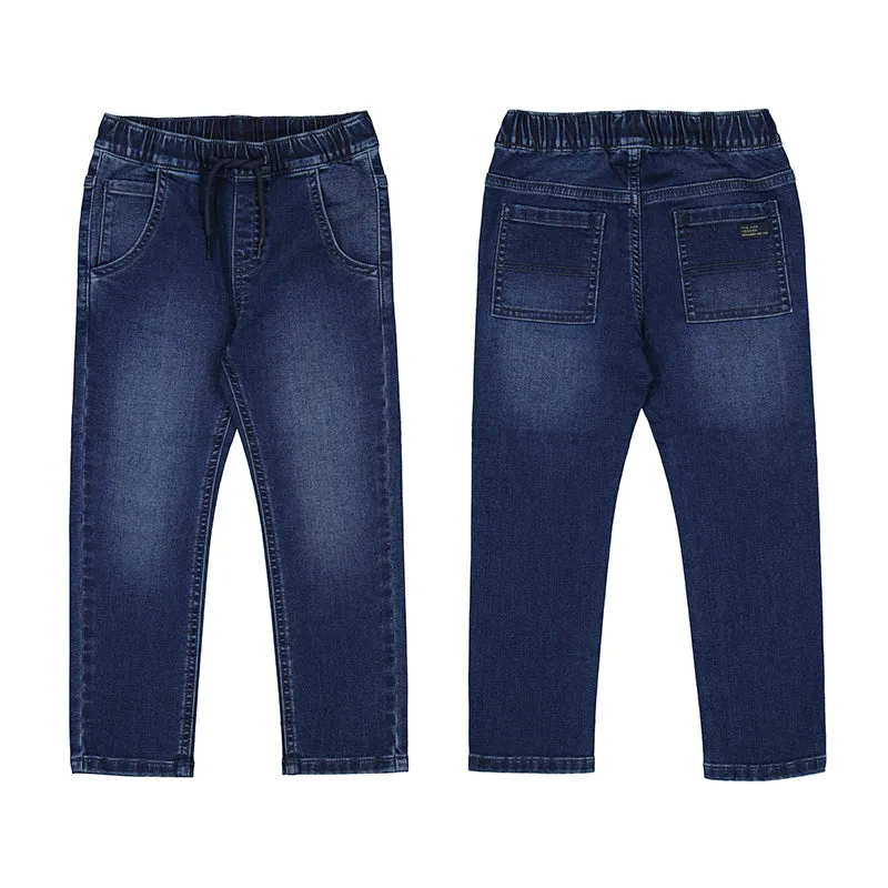 Soft Denim Jogger Pants, Dark