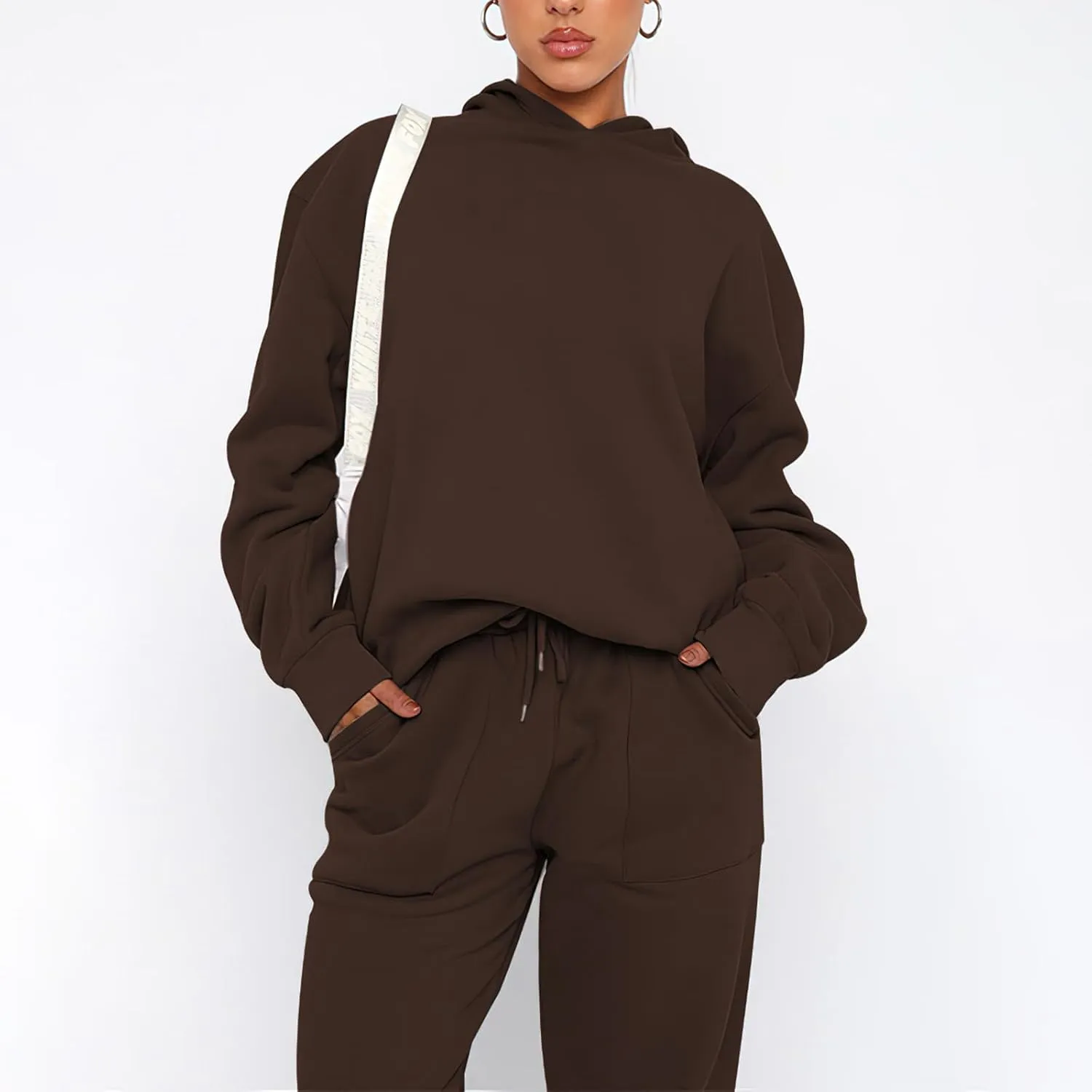 Sweatsuits for Women 2 Piece Outfits Fleece Oversized Hoodies and Sweatpants Jogger Winter Fall Tracksuit Set