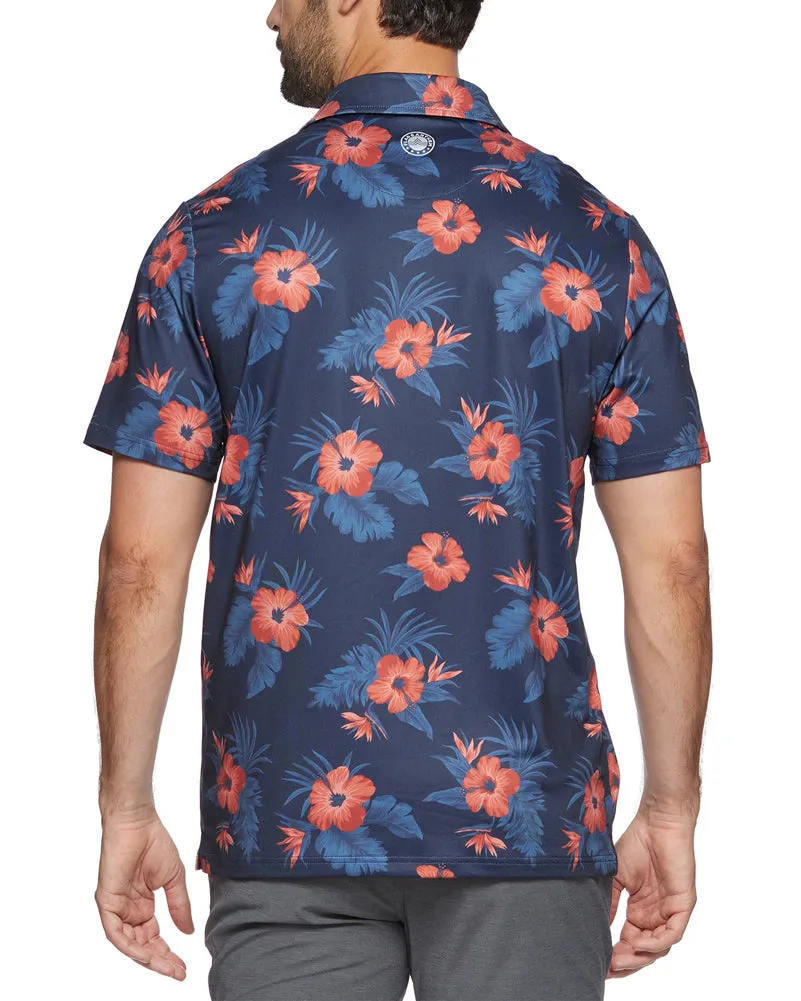 Tampa Hibiscus Performance Polo in Navy Heather by Flag and Anthem