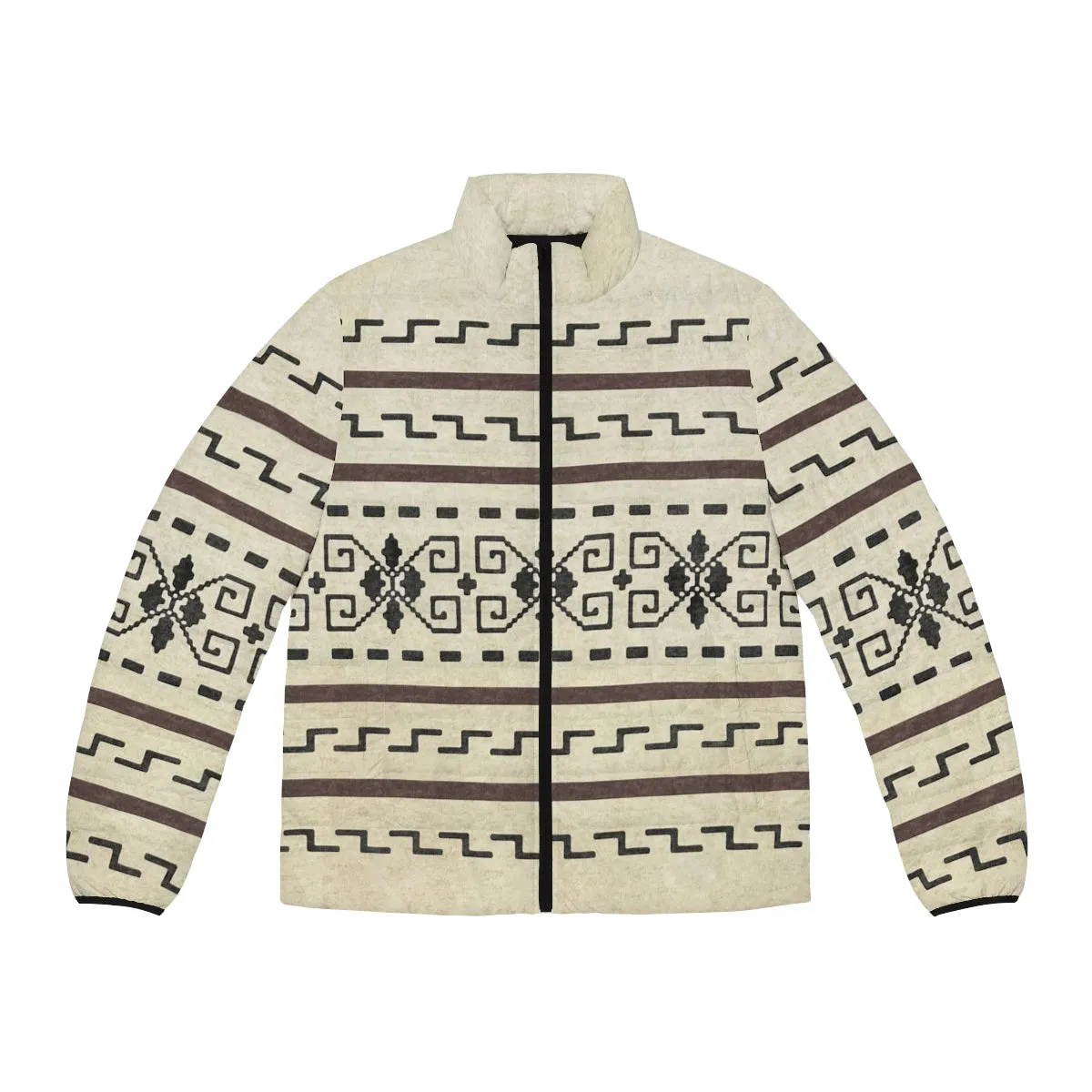 The Dude's Puffer Jacket with The Classic Big Lebowski Sweater Pattern