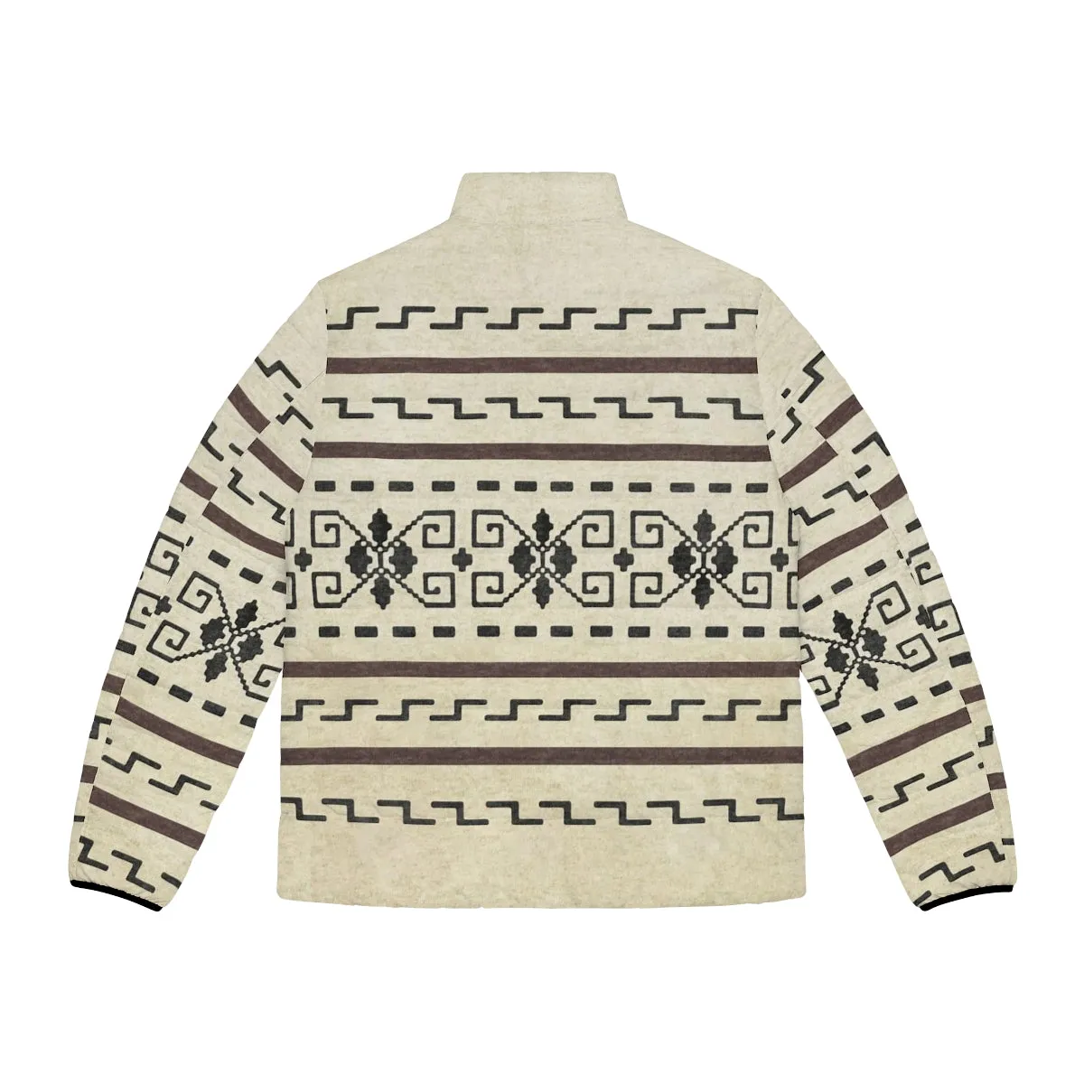 The Dude's Puffer Jacket with The Classic Big Lebowski Sweater Pattern