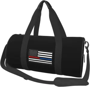 Thin Red and Blue Line American Flag Convertible Garment Bag with Shoulder Strap, Carry on Garment Duffel Bag for Men Women - Rolling Foldable for Travel Luggage Bags (Black)