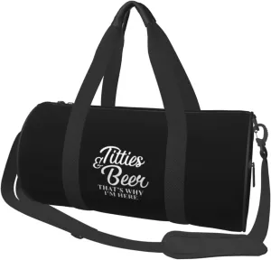 Titties and Beer That's Why I'm Here Convertible Garment Bag with Shoulder Strap, Carry on Garment Duffel Bag for Men Women - Rolling Foldable for Travel Luggage Bags (Black)