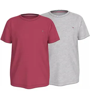 Tommy Hilfiger Signature Girls 2-Pack T-Shirt - Heritage Pink/Light Grey