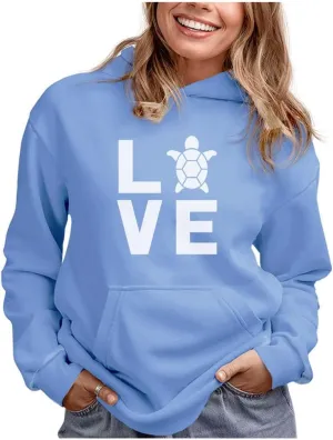 Tstars Love Turtle Sweatshirt Hoodie Sea Turtles Sweatshirts Animal Hoodies for Women Teen Girls