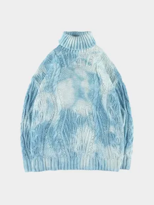 TURTLENECK TIE DYE KNITTED WINTER SWEATER