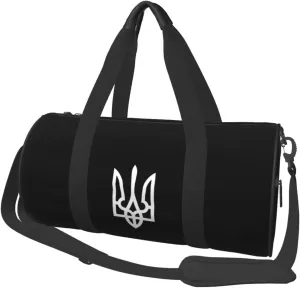 Ukraine Tryzub Proud Ukrainian Convertible Garment Bag with Shoulder Strap, Carry on Garment Duffel Bag for Men Women - Rolling Foldable for Travel Luggage Bags (Black)