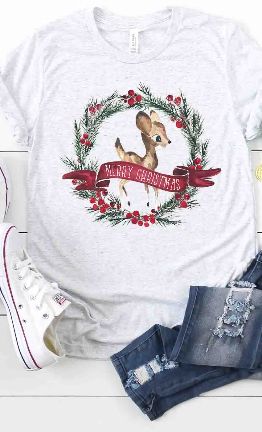 Vintage Christmas Wreath Tee