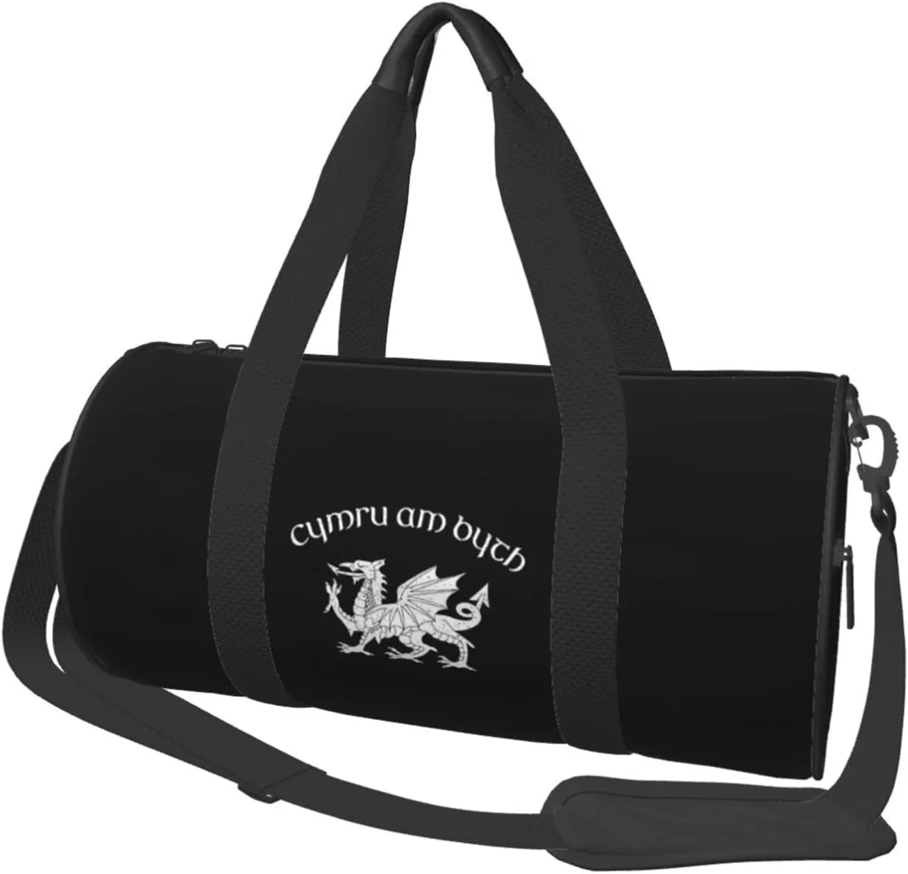 Welsh-Flag-Red-Dragon-Cymru-Am-Byth- Convertible Garment Bag with Shoulder Strap, Carry on Garment Duffel Bag for Men Women - Rolling Foldable for Travel Luggage Bags (Black)