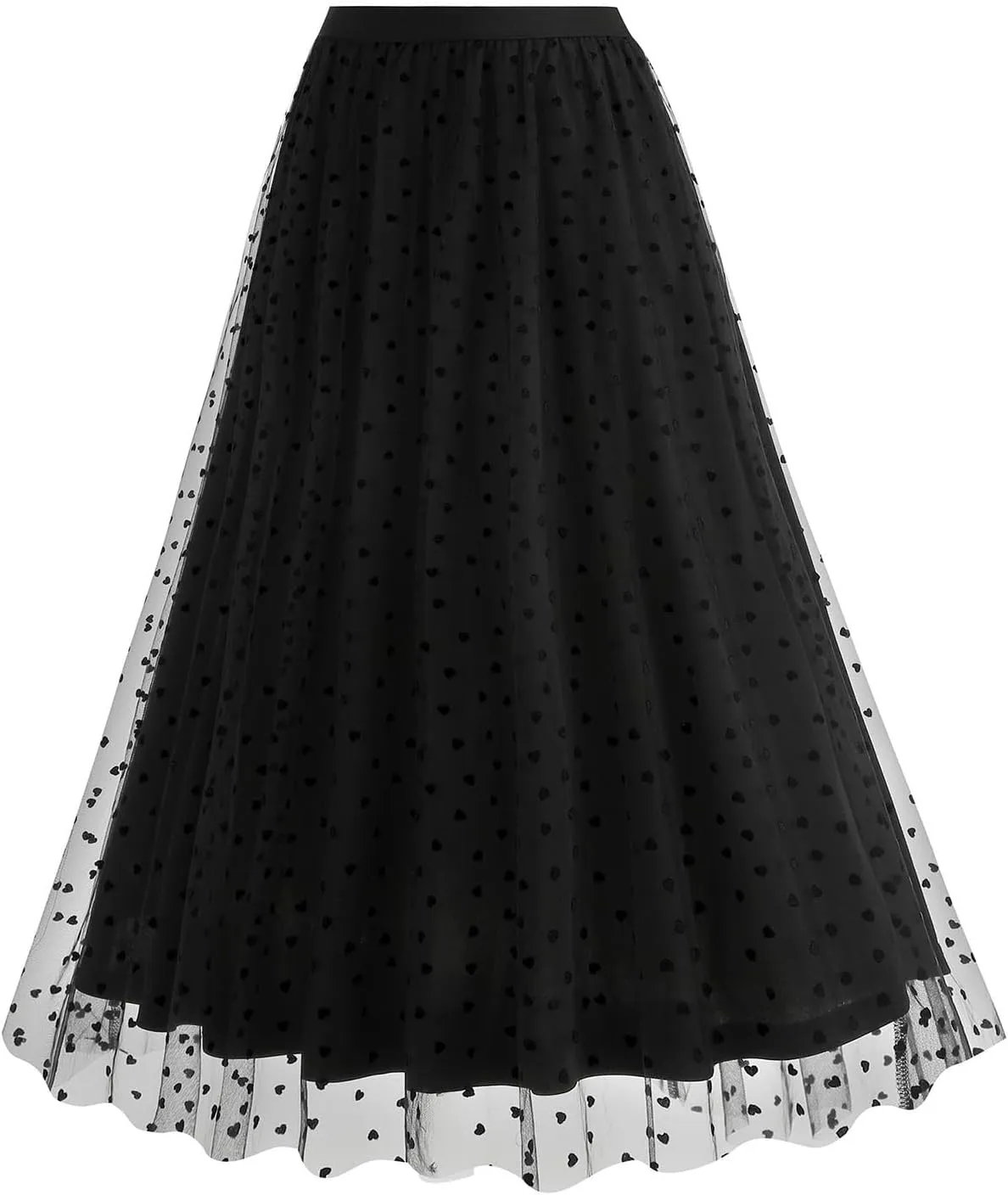 Women High Elastic Waist Pleated Solid Color Skirt Midi Swing A-line Skirts Midi Lace Tulle Tutu Cute Pleated Skirt