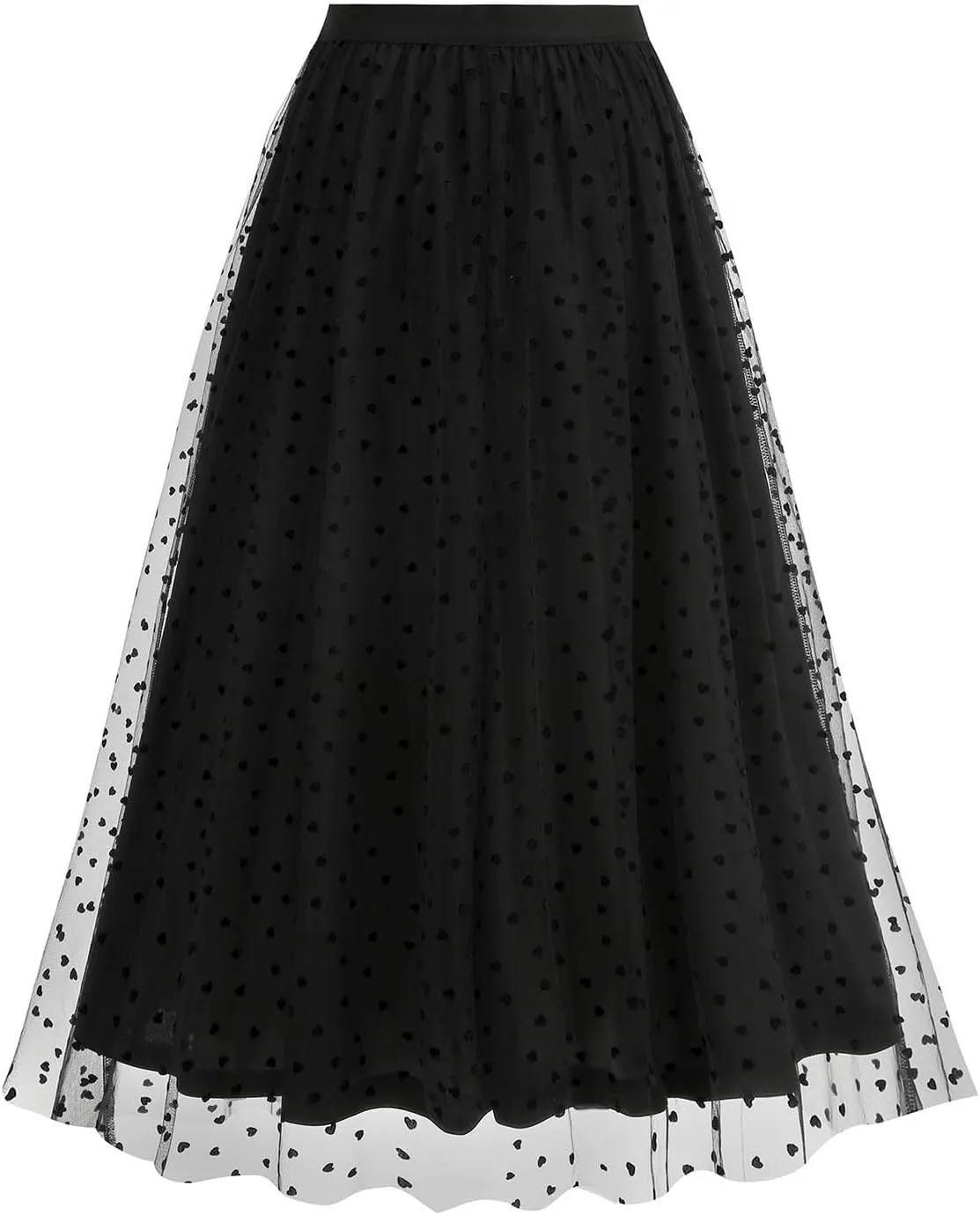 Women High Elastic Waist Pleated Solid Color Skirt Midi Swing A-line Skirts Midi Lace Tulle Tutu Cute Pleated Skirt