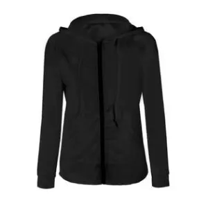 Women Long Zipper Solid Colored Hooded Jacket - WJC23278