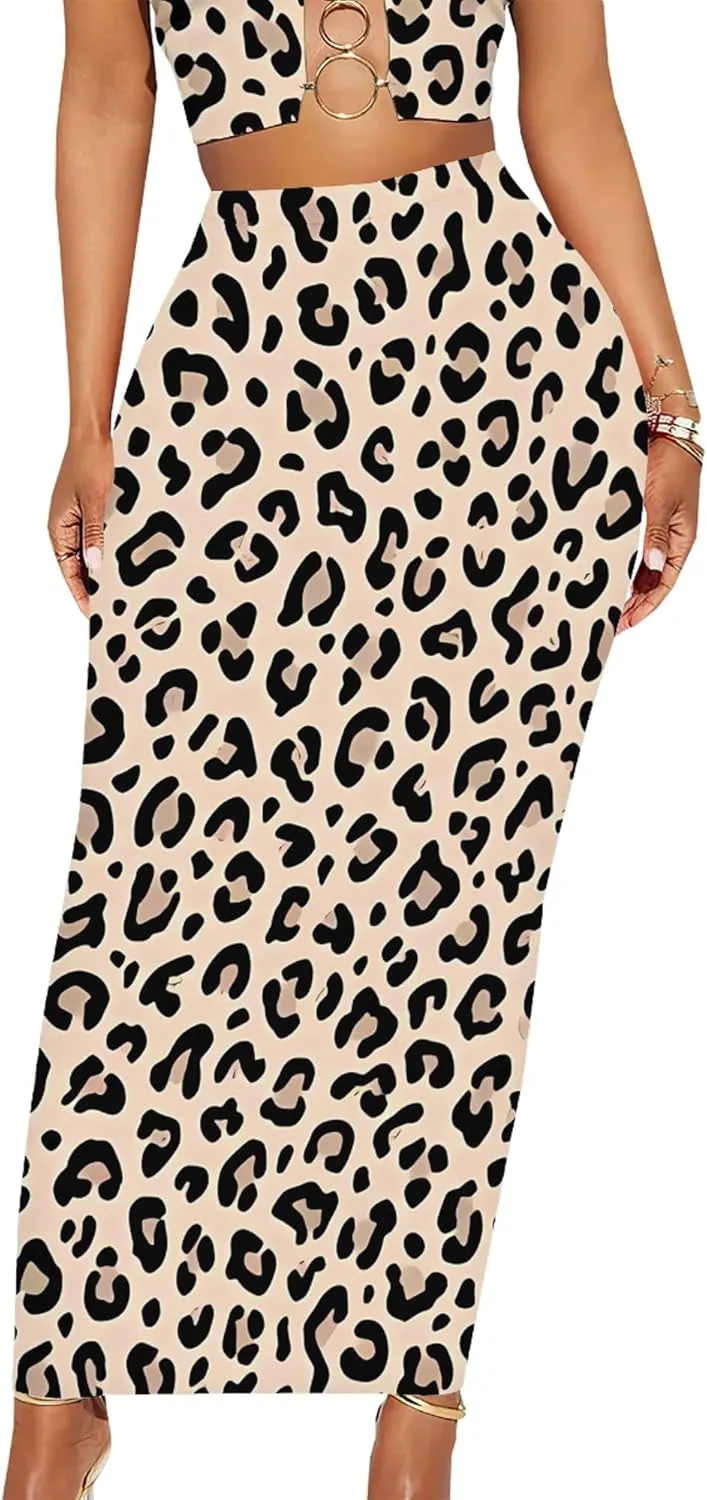 Women's Basic Casual High Waist Stretch Bodycon Below Knee Pencil Skirt Office Business Fall Y2K Club Tight Midi Skirts