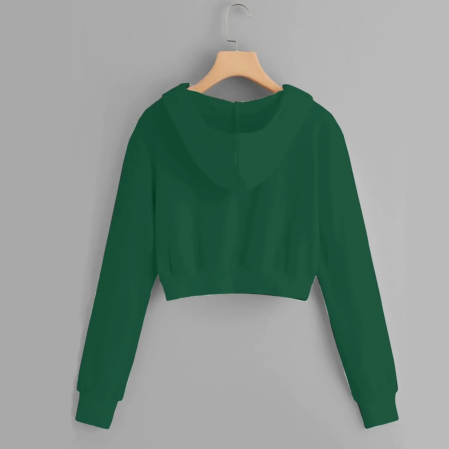 Womens Cropped Hoodies Trendy Fall Solid Drawstring Full Zip Sweatshirts Oversized Long Sleeve Outfits