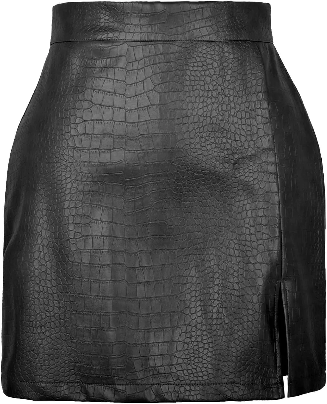 Women's Faux Leather Skirt High Waisted Split Hem Short PU Leather Skirt Party Night Out Bodycon Pencil Mini Skirts