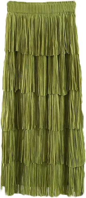 Women's Fringe High Waist Pencil Bodycon Skirts, Sexy Elegant Tassel Long Midi Skirt Summer Party Dance Skirts