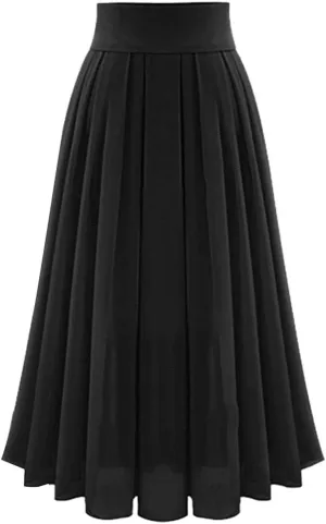 Womens High Waist Skirt Midi Skirts for Women High Waist Pleated A-Line Swing Skirt Midi Skirts Ruffle Layered