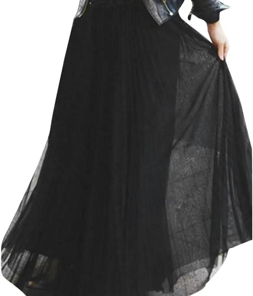 Womens High Waist Skirt Midi Skirts for Women High Waist Pleated A-Line Swing Skirt Midi Skirts Ruffle Layered