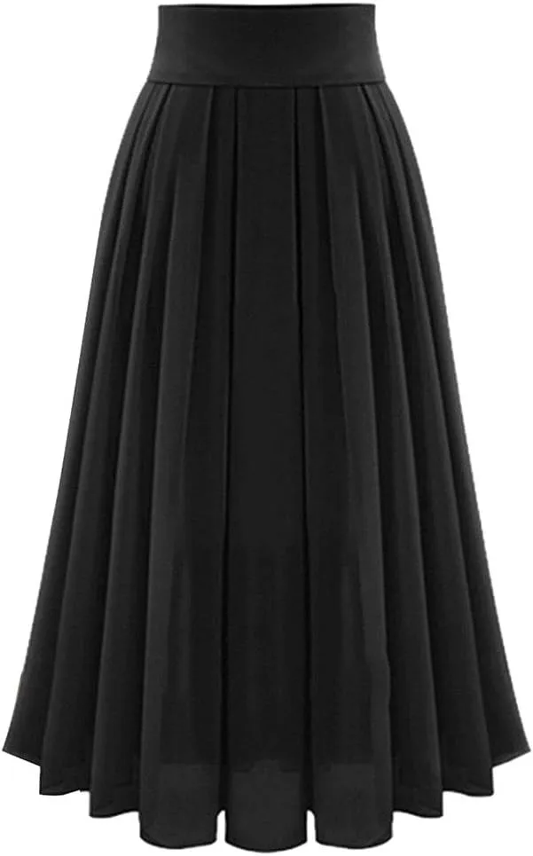 Womens High Waist Skirt Midi Skirts for Women High Waist Pleated A-Line Swing Skirt Midi Skirts Ruffle Layered