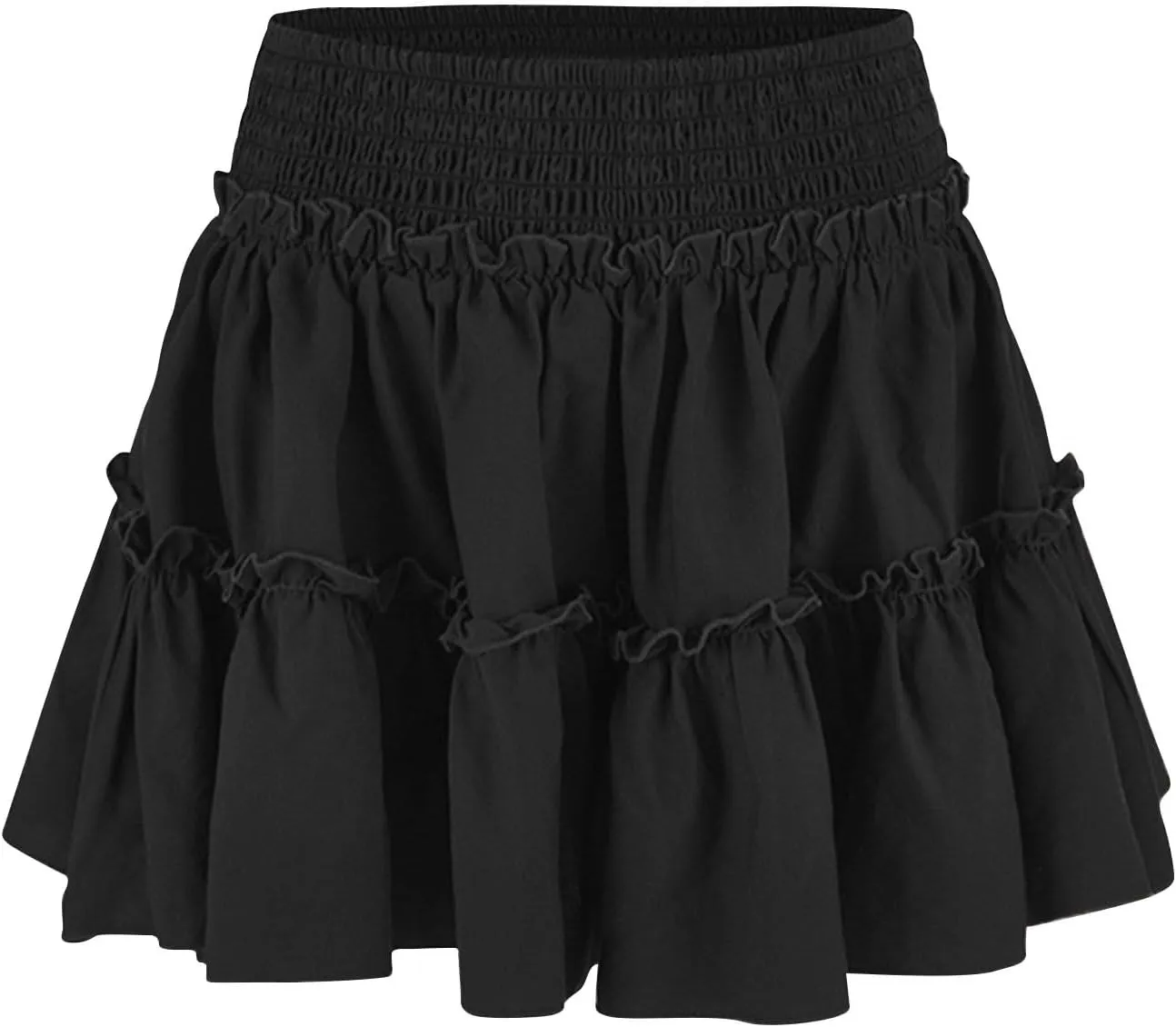 Women's Pleated Skater Skirt High Waisted Layered Ruffles Flared Mini Short Skirts Summer Beach Vacation Skirts