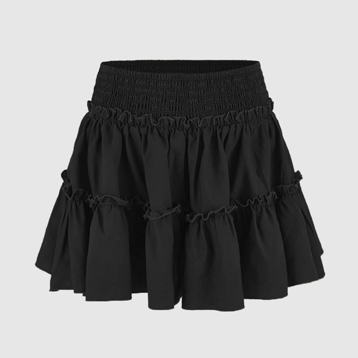 Women's Pleated Skater Skirt High Waisted Layered Ruffles Flared Mini Short Skirts Summer Beach Vacation Skirts
