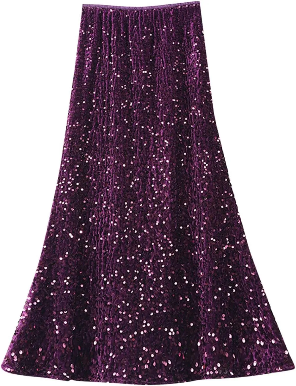 Women's Sequin Maxi Skirts Elastic High Waist Bodycon Long Mermaid Skirt Flared Wedding Party Formal Prom Skirts