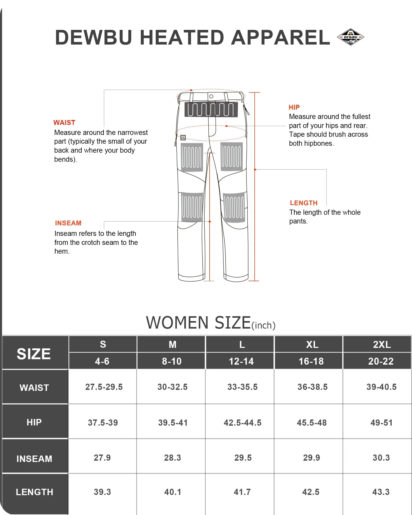 Women's Soft Shell  Heated Pants with 12V Battery Pack Fleece Lined - Red