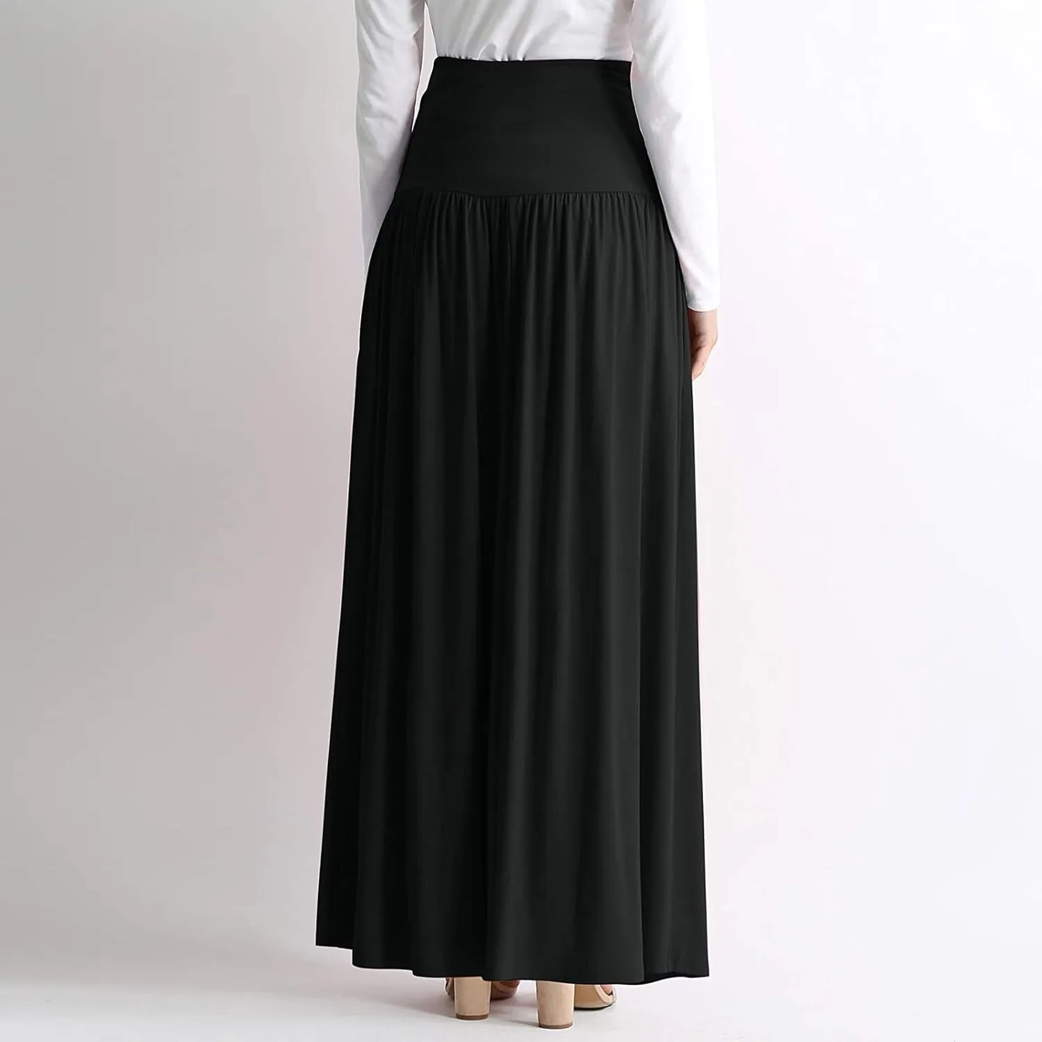 Womens Summer Skirts Womens Cotton Linen Skirts Spring Summer A Line Pleated Maxi Midi Skirt With Pockets Black Skirt