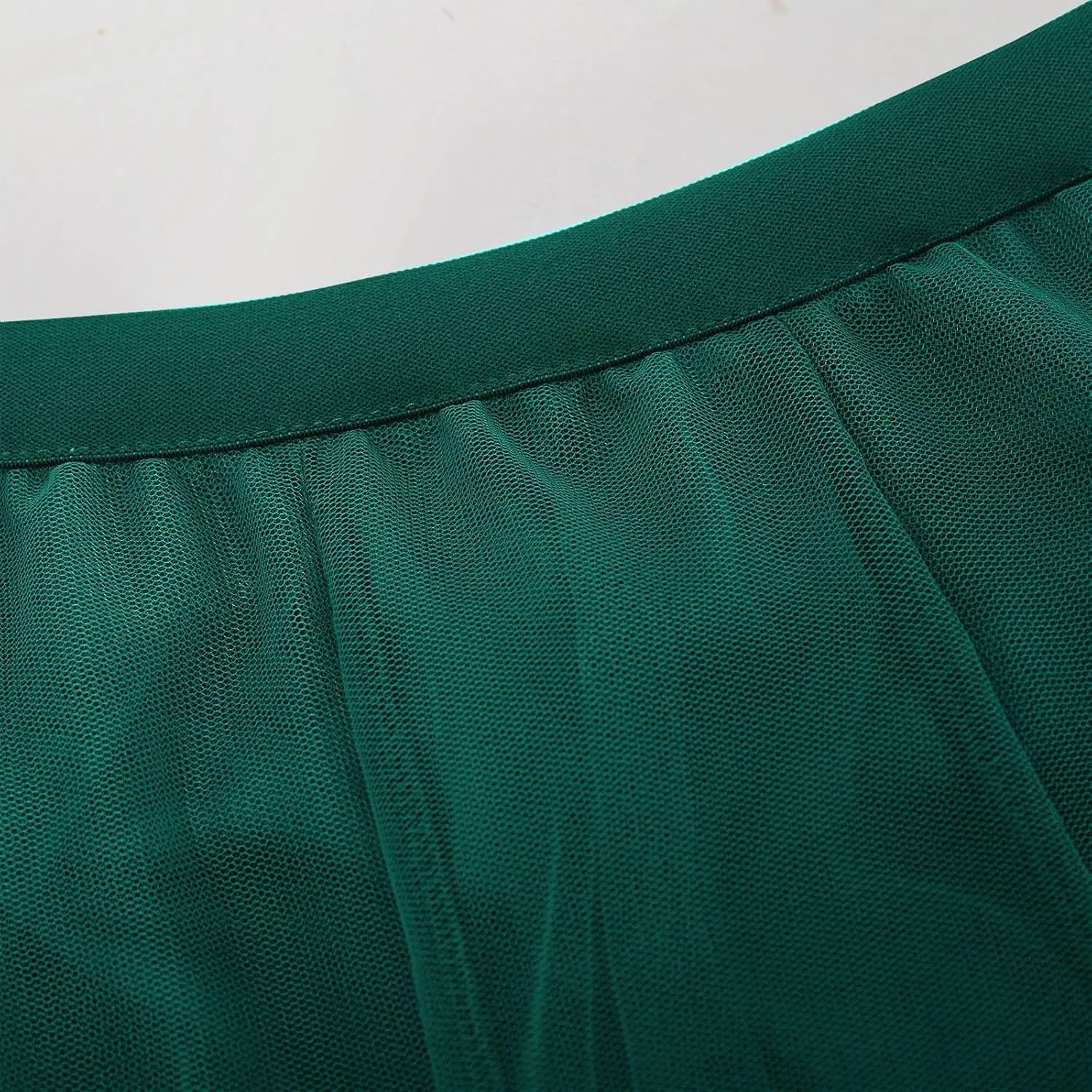 Womens Tulle Skirt Elegant Pleated Skirts for Women Midi Length Elastic Waist Skirts Party Evening A Line Tutu Skirts
