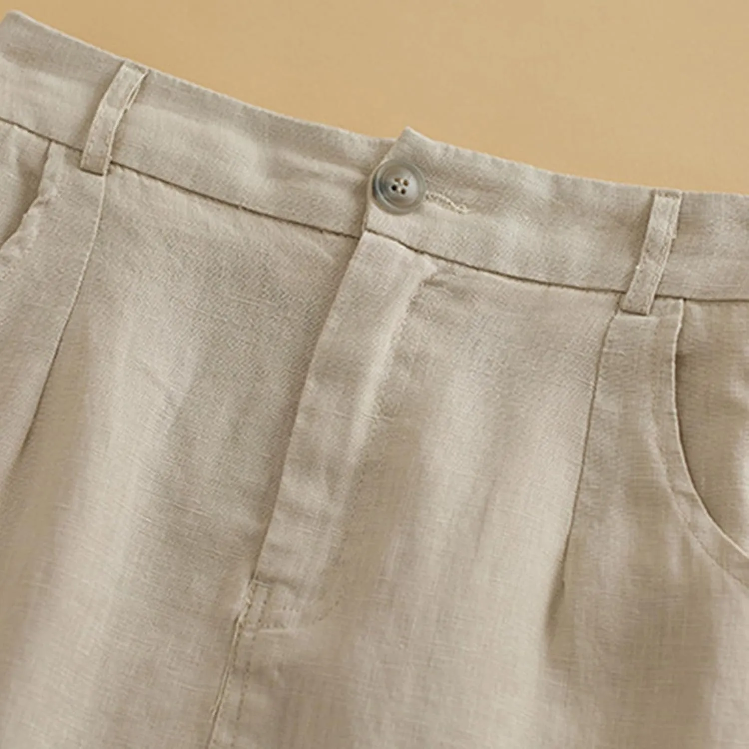 Women's Vintage Cotton Linen Elastic High Waisted Skirt Casual Comfy Loose A-Line Flowy Midi Long Skirts with Pockets