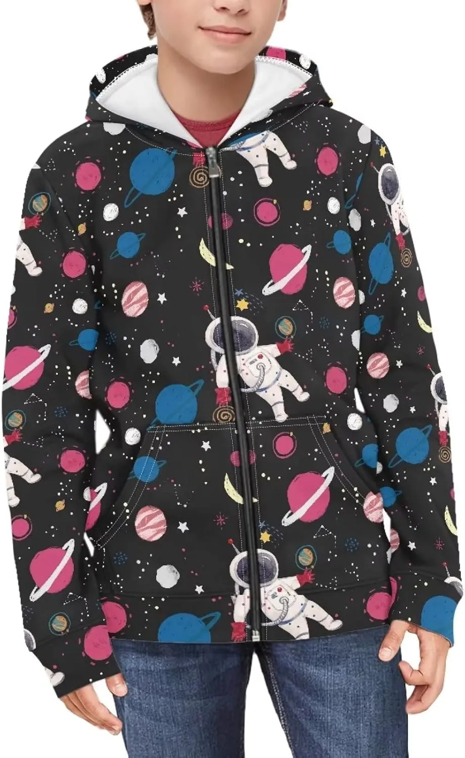 Xoenoiee Kids Full Zip Hoodie Sweatshirt Jacket Long Sleeve Casual Coat Top for Boys Girls
