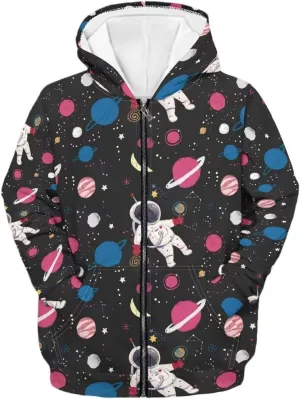 Xoenoiee Kids Full Zip Hoodie Sweatshirt Jacket Long Sleeve Casual Coat Top for Boys Girls